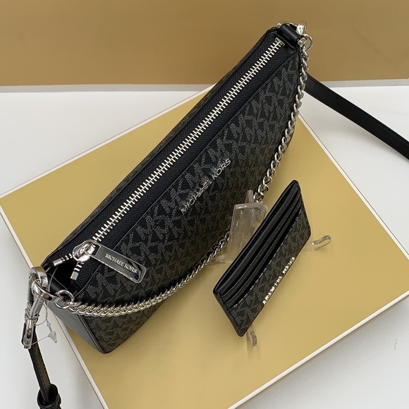 MICHAEL KORS GIFTABLE SHOULDER BAG & CARD HOLDER BOXED SET BLACK SIGNAT GLITTER - Picture 8 of 16